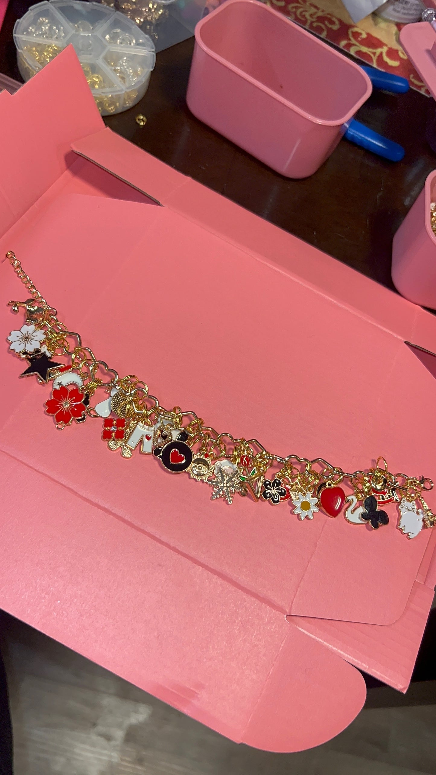 Gold Plated Heart Chain Freestyle Charm Bracelet