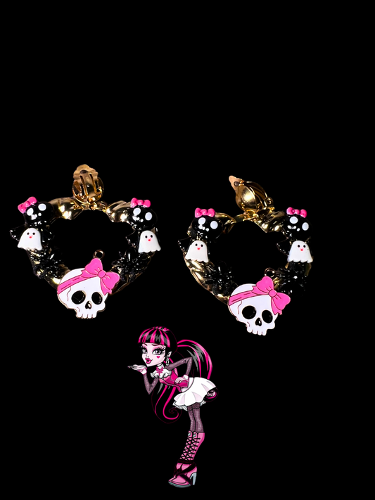 Skull Babe Clip On Hoops