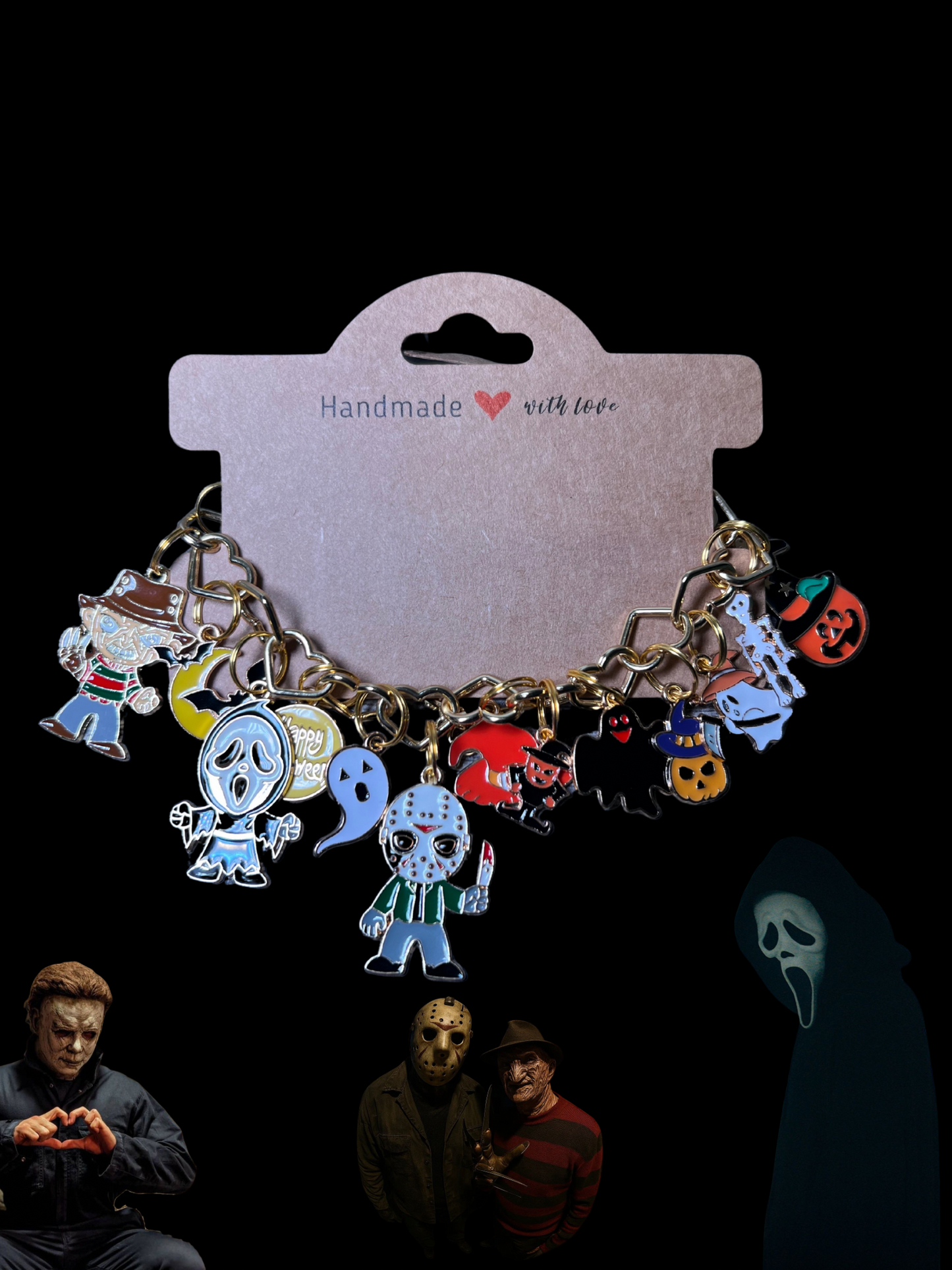 Gold Halloween Heart Chain Bracelets