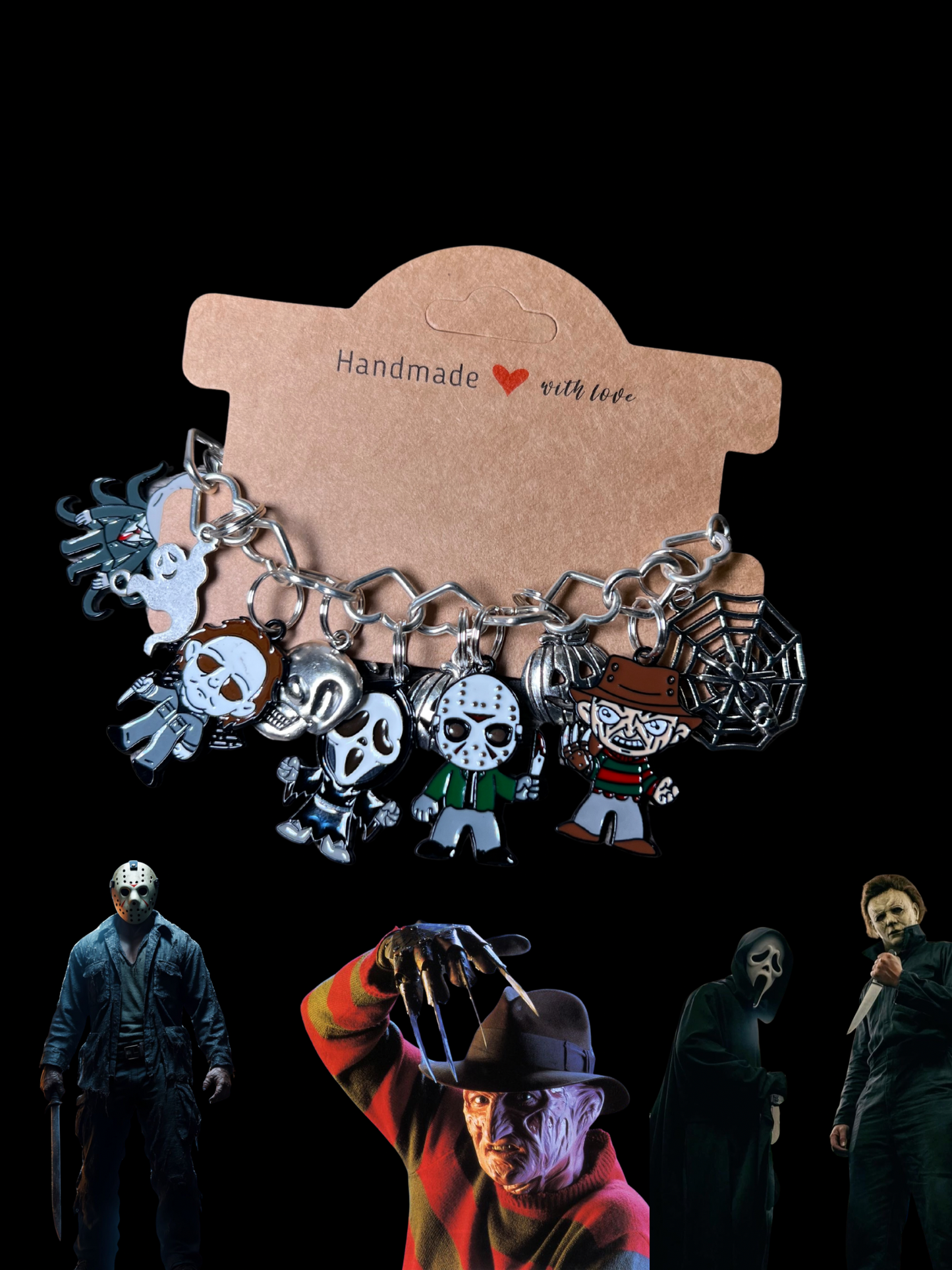 Silver Scary Movie Chain Bracelet