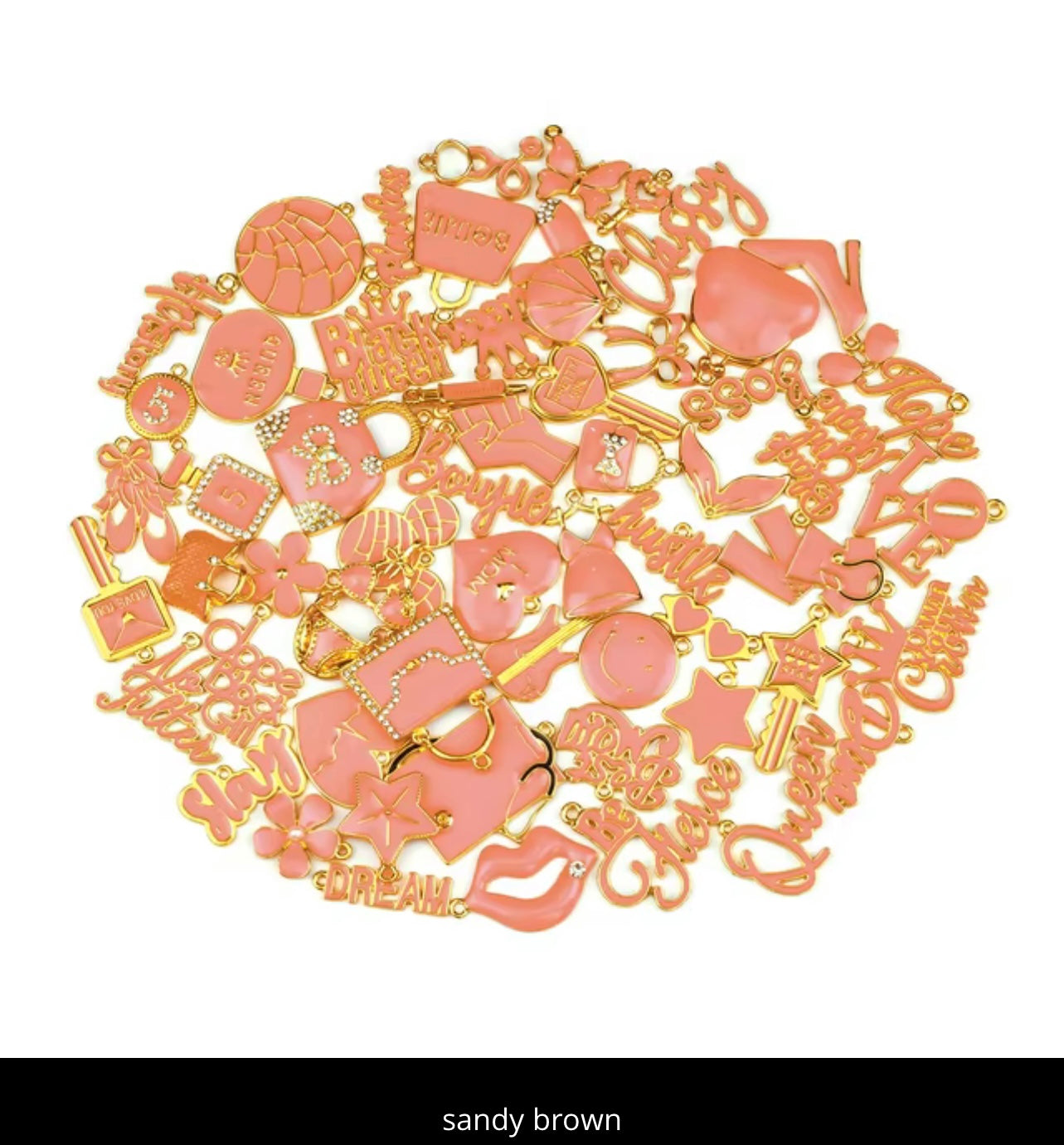 60pc mixed gold charms