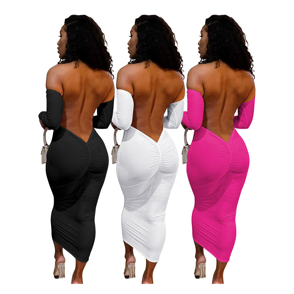 Backless Long Sleeve Dress