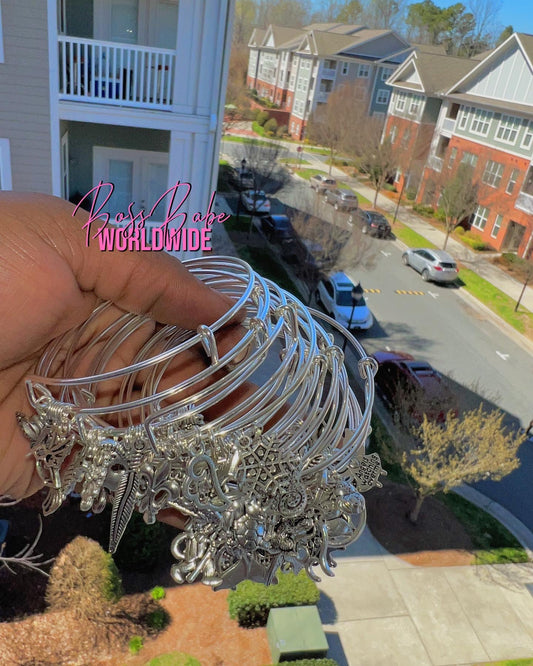 Silver Boss Babe Bangles